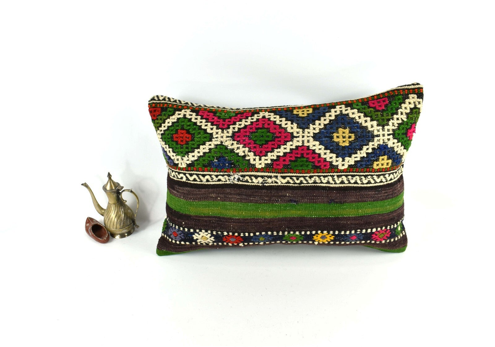 Kilim Pillow Cover 16x24 Tribal Vintage Turkish Carpet Lumbar Pillow Cover 3438