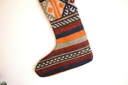 Rug Christmas Stocking Vintage Stocking Holiday Stocking Gift Stocking S287