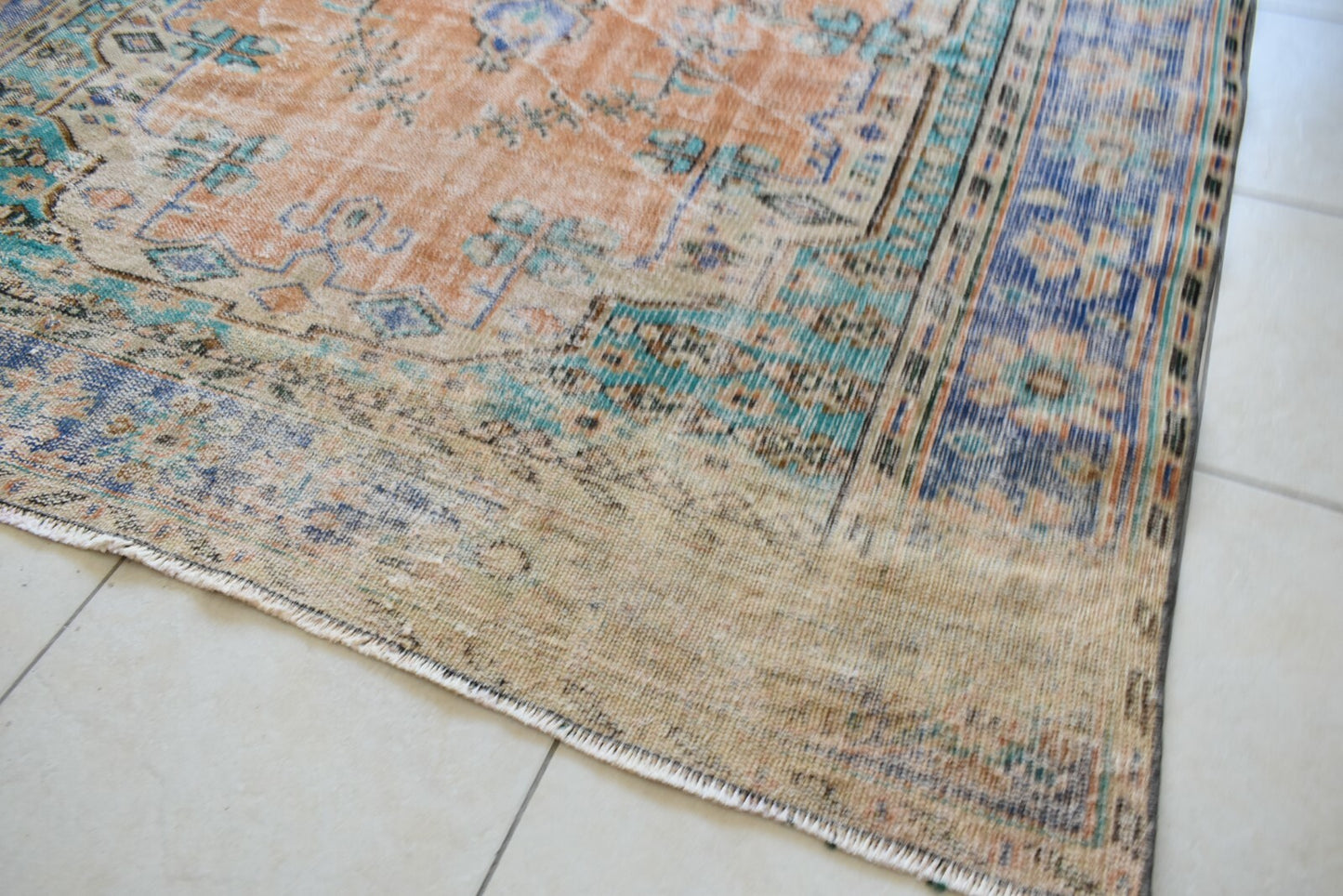 Large Turkish Rug 8.8x5.5 ft Vintage Rug Faded Oushak Rug Living Room Carpet B20