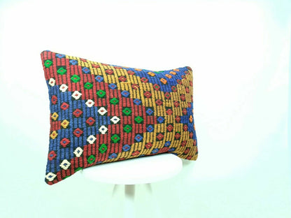 Handmade Kilim Pillow Cover 16x24 Vintage Rug Tribal Ethnic Bohemian Lumbar E466