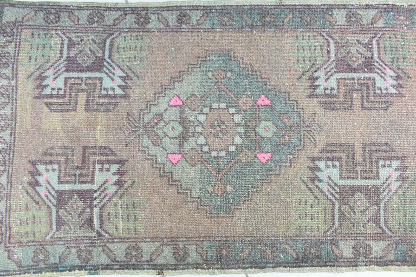 Anatolian Runner 3.1x1.8 ft Vintage Turkish Runner Oushak Runner Rug Y43