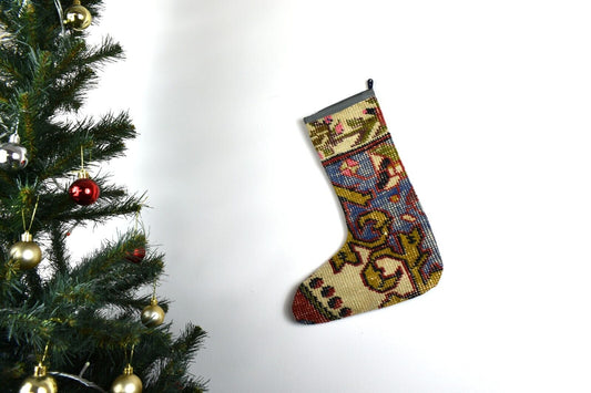 Kilim Christmas Stocking Vintage Rug Stocking Ethnic Decorative Xmas Socks S813