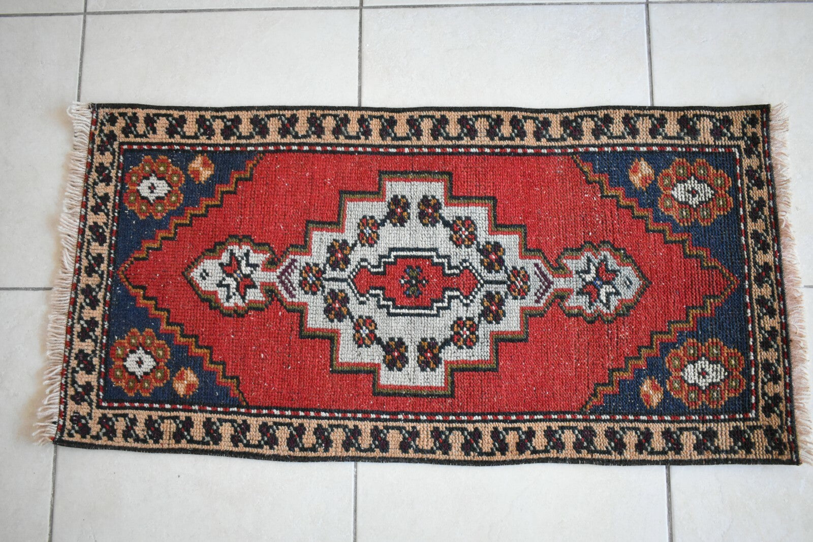 Oushak Runner 3.4x1.6 ft Vintage Turkish Runner Floor Runner Faded Runner Y26