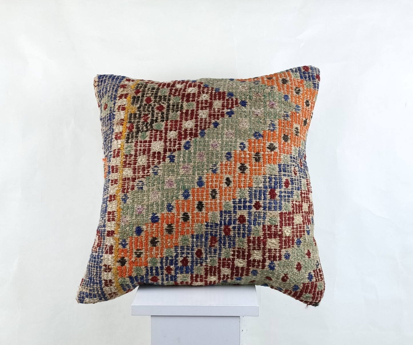 18"x18" Kilim Pillow Cover  Handmade Turkish Vintage Cushion Tribal Lumbar 2634