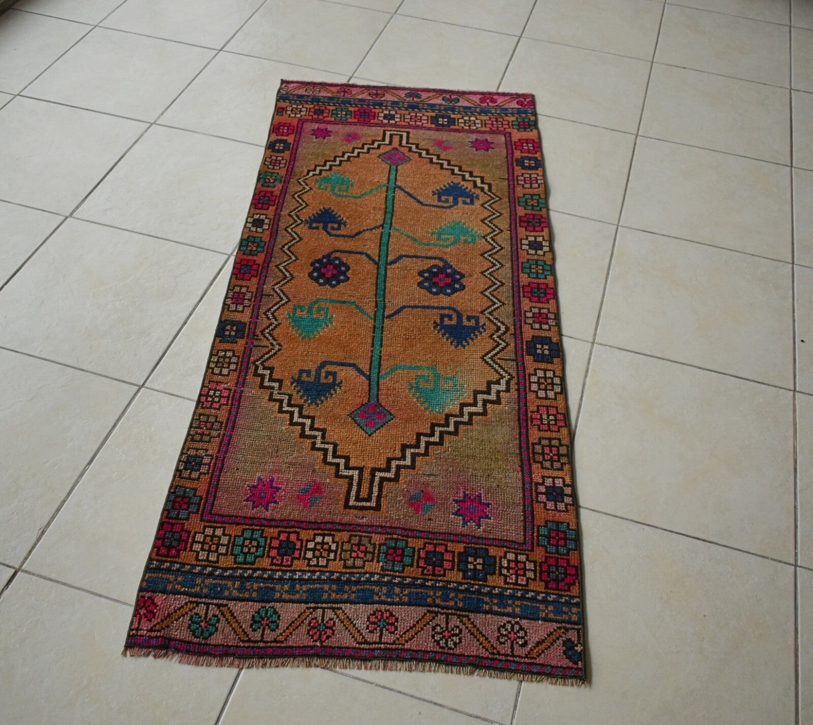 Long Turkish Runner 5.6x2.4 ft Vintage Runner Hallway Runner Handwoven Rug R33