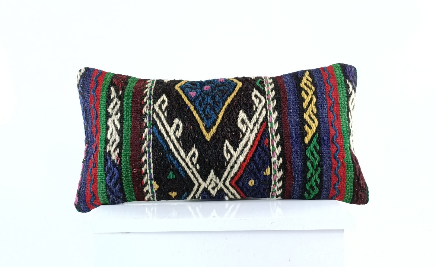 10x20 Kilim Lumbar Pillow Cover Vintage Ethnic Oushak Kilim Pillow Cover E1112