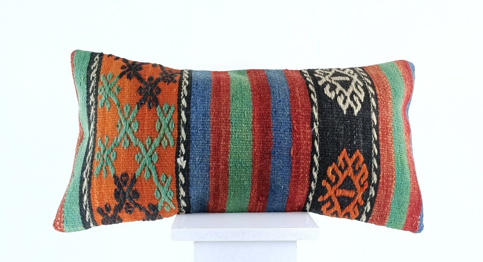 12x24 Kilim Lumbar Cushion Cover Turkish Tribal Vintage Ethnic Pillow E895