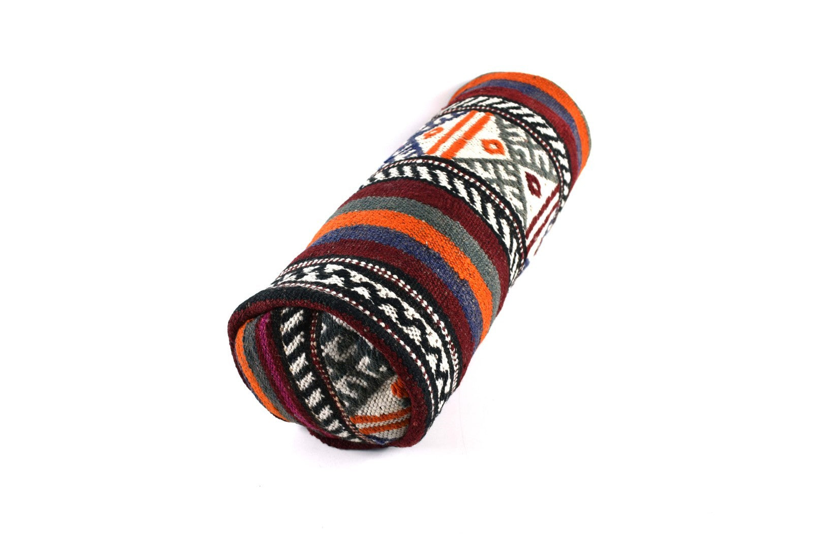 Kilim Bolster Pillow Cover 8x20 in Tribal Vintage Turkish Carpet Bolster Cushion