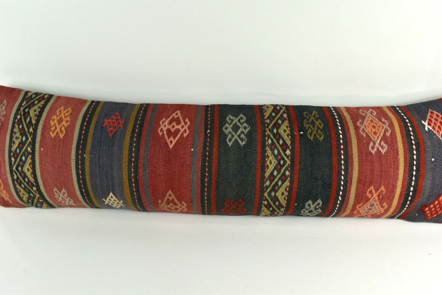 Long Kilim Pillow Cover 12x42 Handmade Oushak Rug Ethnic Ottoman Lumbar  A2425