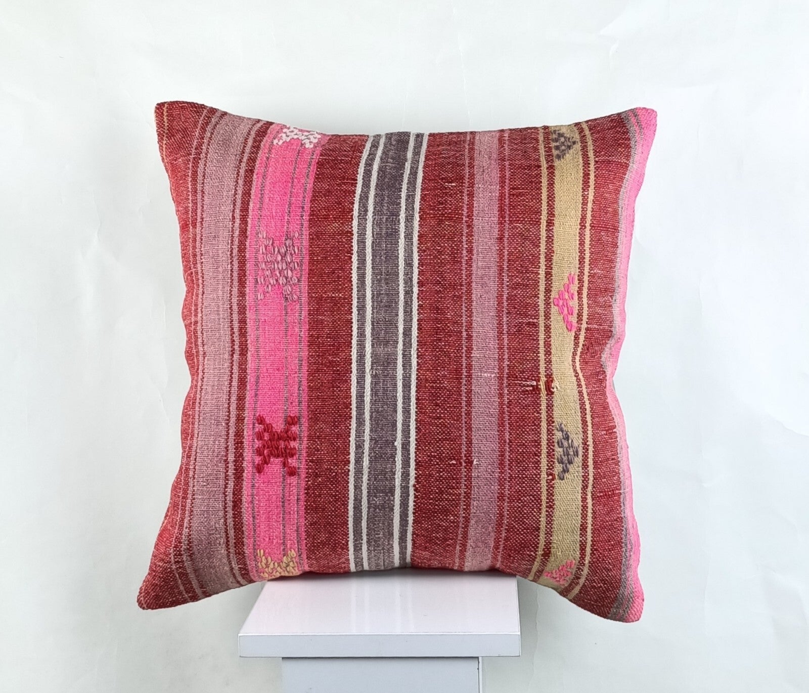 18"x18" Kilim Pillow Cover  Handmade Turkish Vintage Cushion Tribal Lumbar 2654