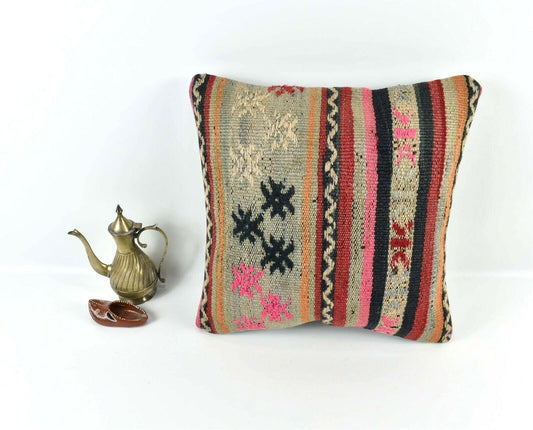 Kilim Pillow Cover 16x16 Home Decorative Vintage Handmade Cushion Cover A1972