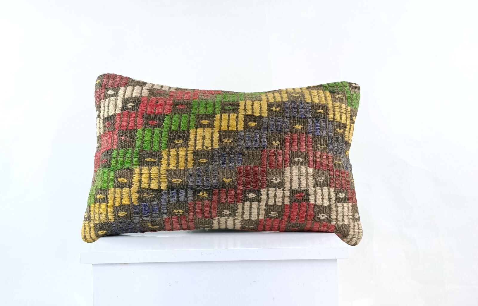 Kilim Pillow Cover 12x20 Turkish Handmade Sofa Couch Floor Lumbar Cushion E1042