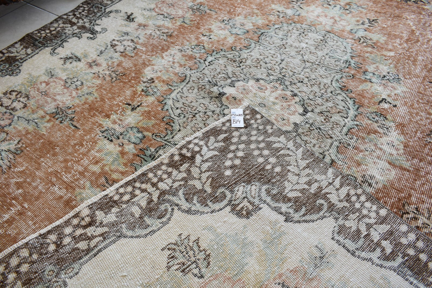 Large Turkish Rug 9.6x6.7 ft Vintage Rug Faded Oushak Rug Living Room Carpet B14