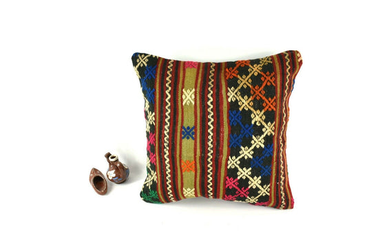 Kilim Pillow Cover 16x16 inch Handknotten Decorative Vintage Cushion Cover A2525