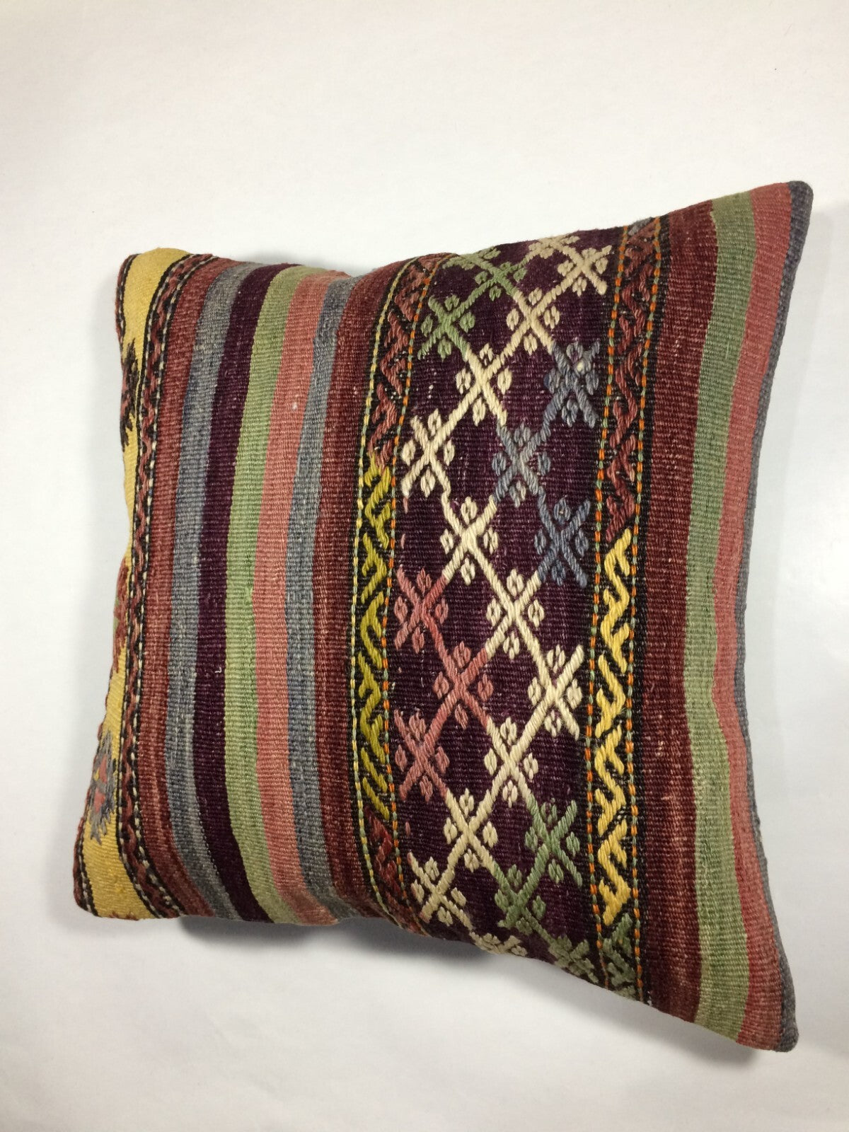 18"x18" Kilim Pillow Cover  Handmade Turkish Vintage Cushion Tribal Lumbar 679