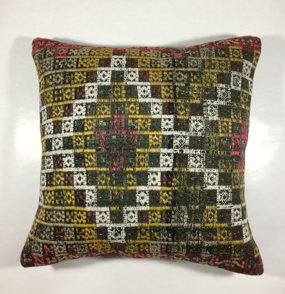 18"x18" Kilim Pillow Cover  Handmade Turkish Vintage Cushion Tribal Lumbar 669