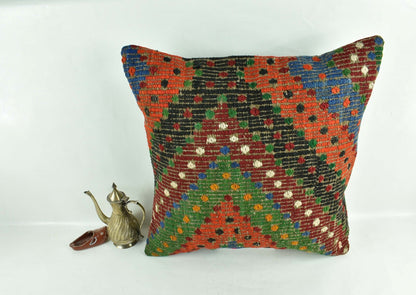 20x20 Kilim Pillow Cover Handmade Vintage Oushak Kilim Cushion Cover 2958