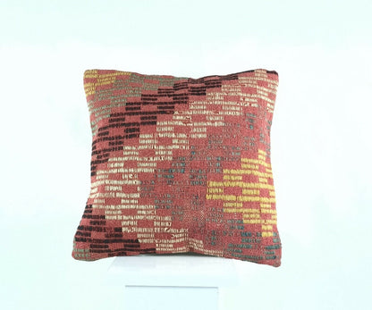 Kilim Pillow Cover 16x16 in Handmade Turkish Sofa Couch Wool Boho Cushion  A472