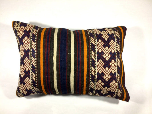 Kilim Pillow Cover 16x24 Tribal Vintage Turkish Carpet Lumbar Pillow Cover 300