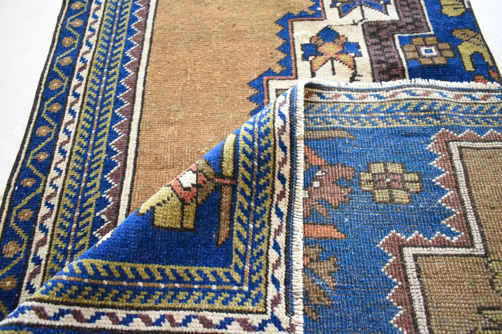 Vintage Runner 7.4x2 ft Oushak Runner Anatolian Rug Faded Turkish Runner R08