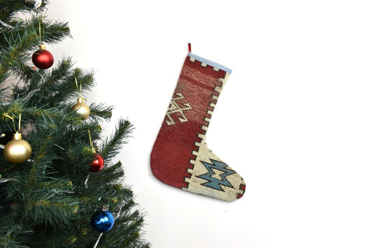 Kilim Christmas Stocking Vintage Rug Stocking Ethnic Decorative Xmas Socks S889