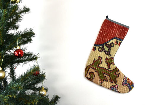 Kilim Christmas Stocking Vintage Rug Stocking Ethnic Decorative Xmas Socks S741