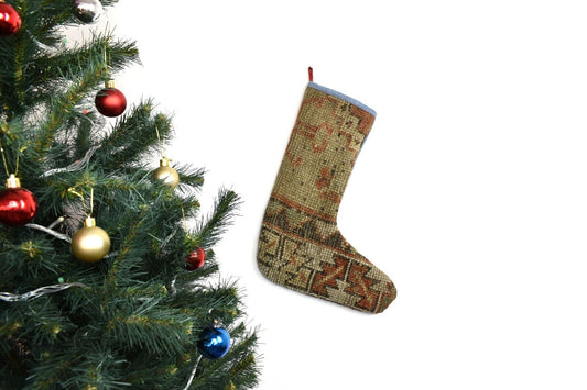 Kilim Christmas Stocking Vintage Rug Stocking Ethnic Decorative Xmas Socks S869