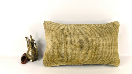 Kilim Pillow Cover 12x20 Turkish Handmade Vintage Couch Lumbar Cushion  A2247
