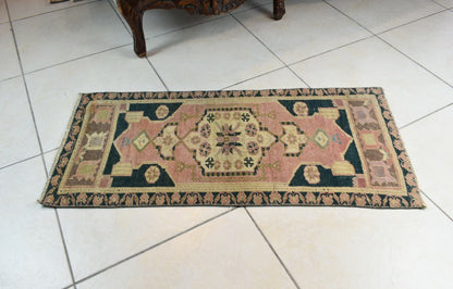 Anatolian Runner 3.2x1.4 ft Vintage Turkish Runner Oushak Runner Rug Y35