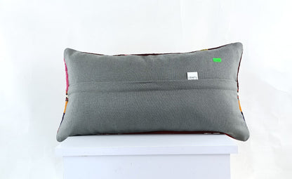 10x20 Kilim Lumbar Pillow Cover Vintage Ethnic Oushak Kilim Pillow Cover E1127