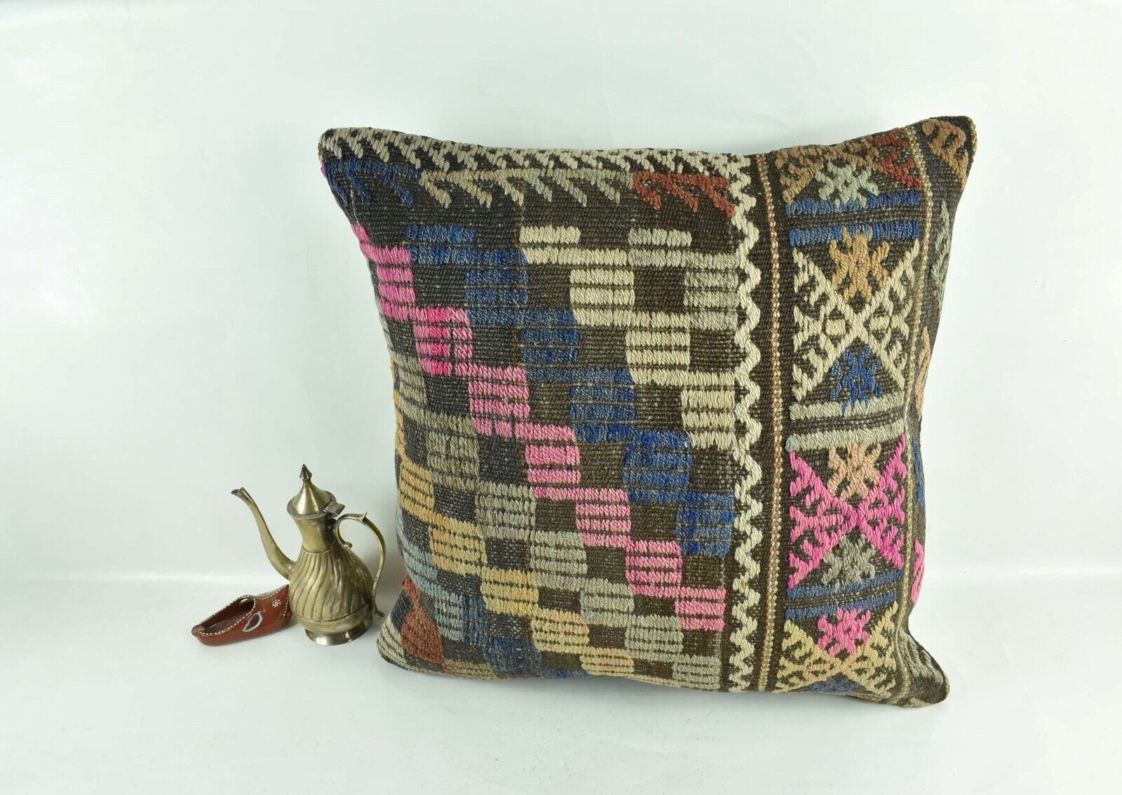 20x20 Kilim Pillow Cover Handmade Vintage Oushak Kilim Cushion Cover 2967