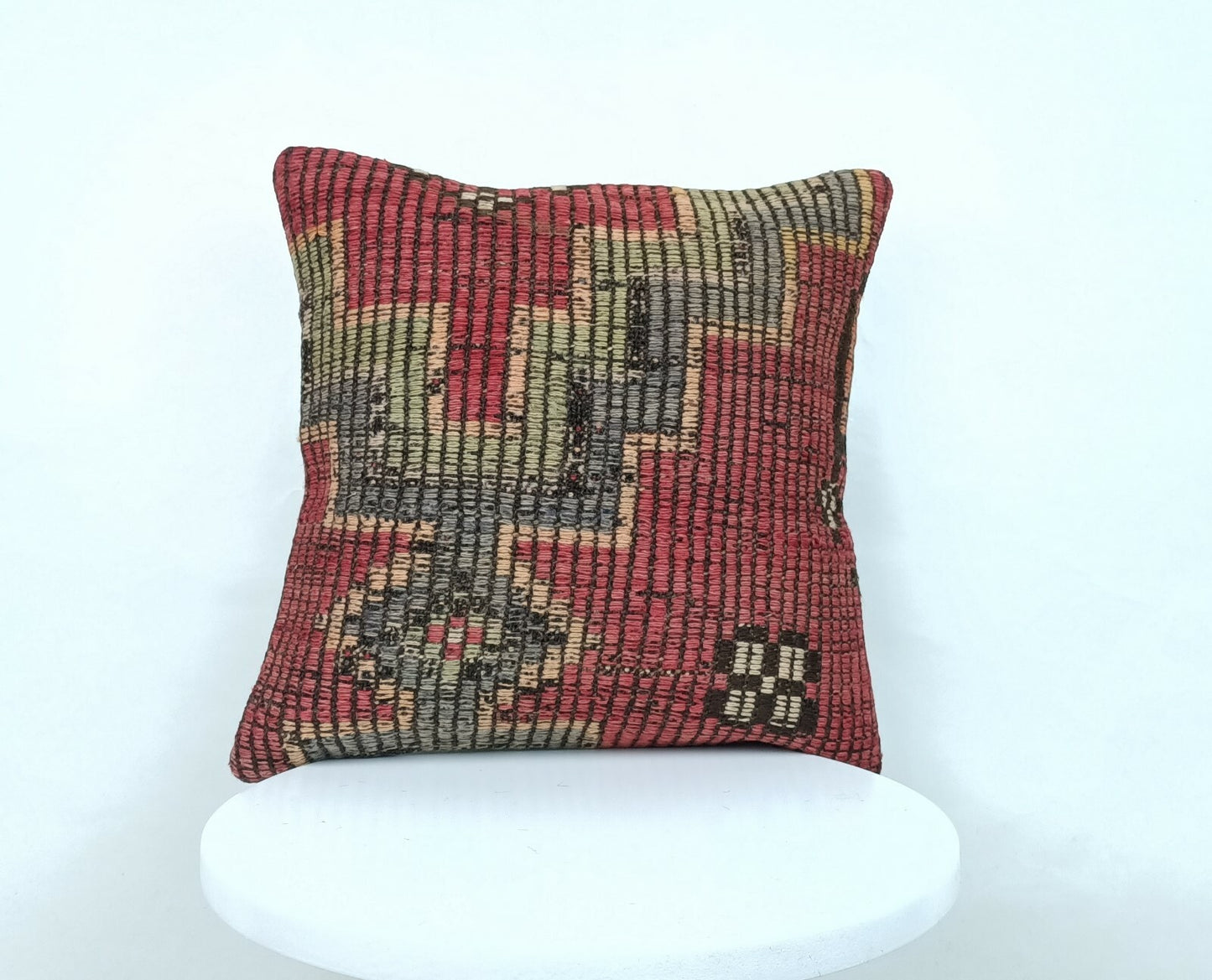 14x14 Kilim Cushion Cover Turkish Ottoman Boho Rustic Throw Pillow Case  A343