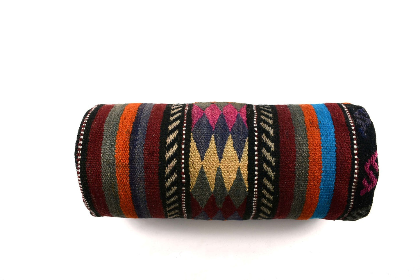 Kilim Bolster Pillow Cover 8x20 in Tribal Vintage Turkish Carpet Bolster Cushion