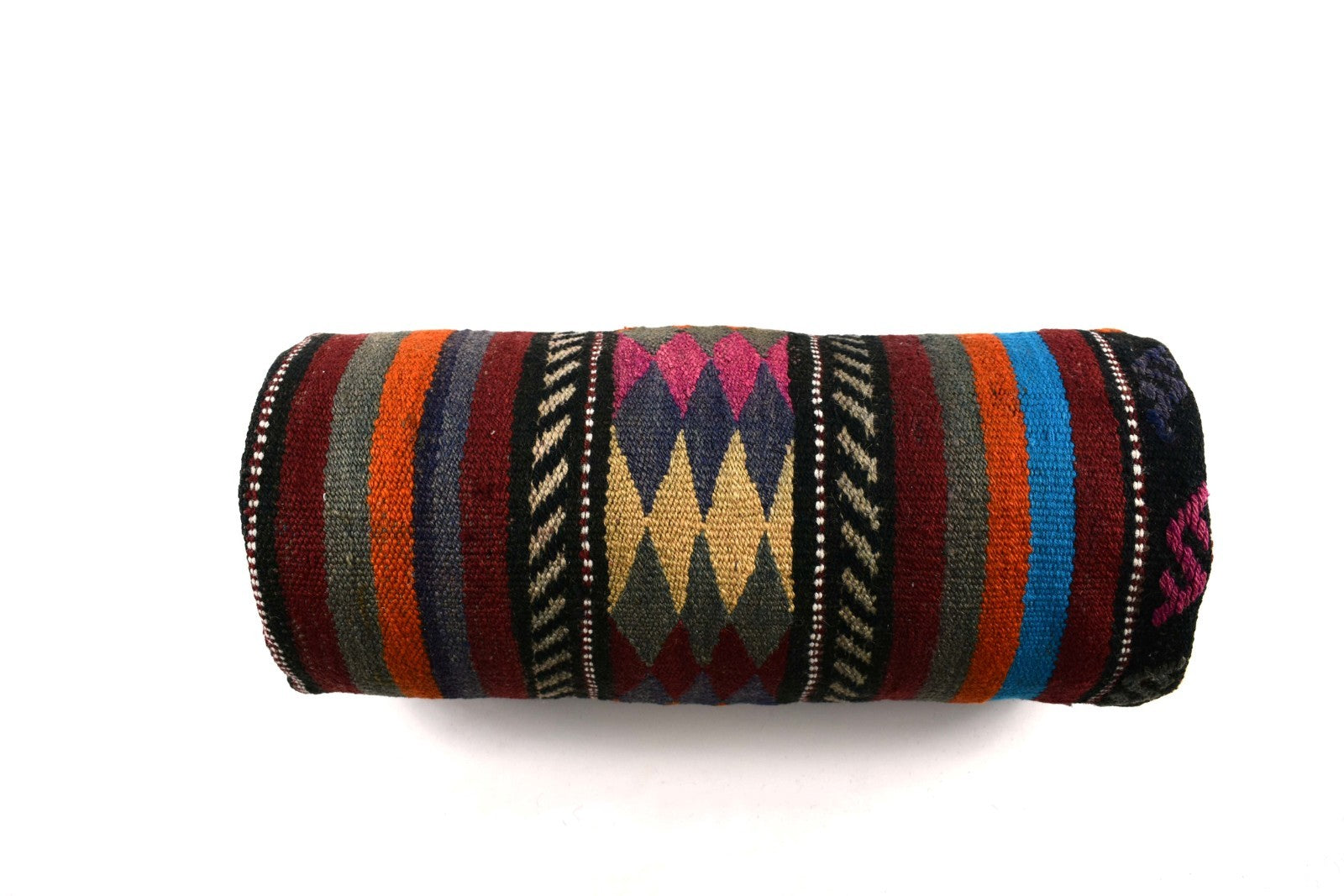 Kilim Bolster Pillow Cover 8x20 in Tribal Vintage Turkish Carpet Bolster Cushion