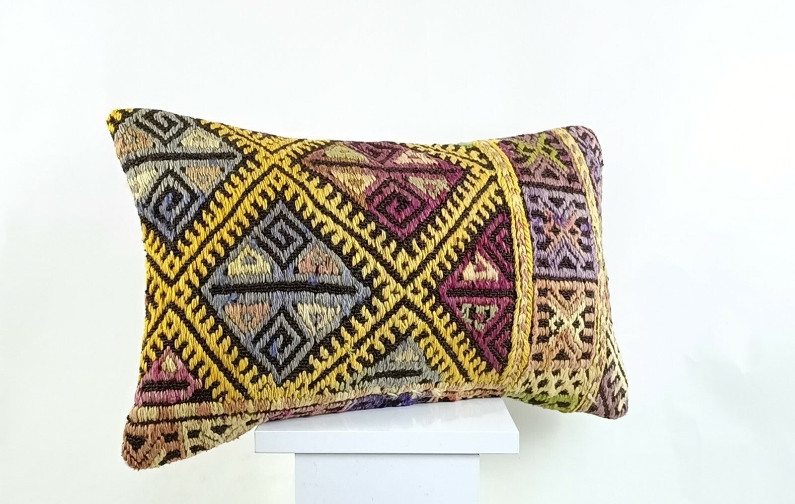 Kilim Pillow Cover 12x20 Turkish Handmade Sofa Couch Floor Lumbar Cushion A1246