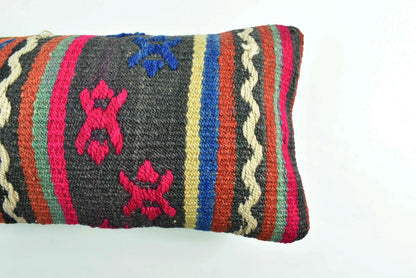 Kilim Pillow Cover 8x16 in Handmade Oriental Rug Tribal Ethnic Lumbar Case A1974