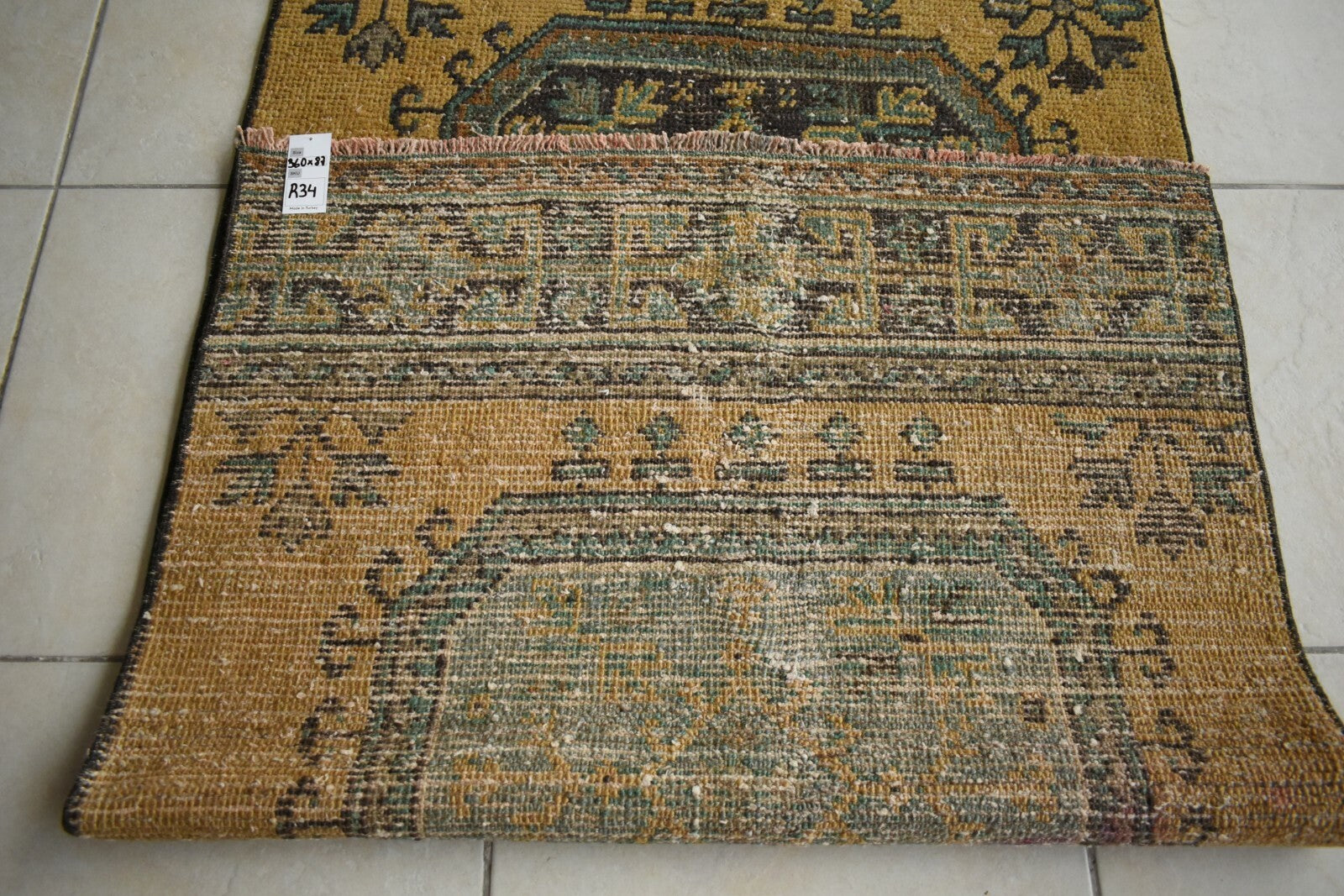 Long Turkish Runner 11.8x2.8 ft Vintage Runner Hallway Runner Handwoven Rug R34