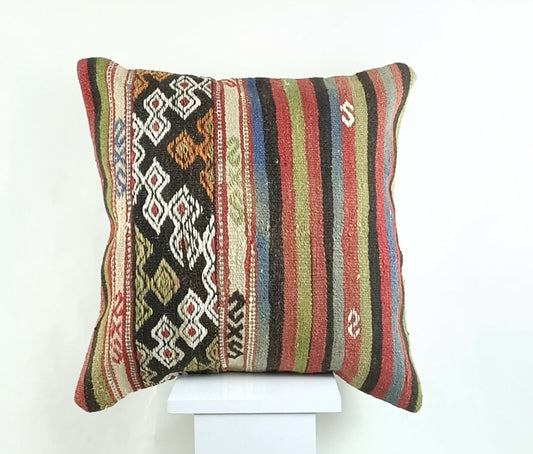 Kilim Pillow Cover 20x20 Home Decorative Handmade Ethnic Oushak Rug Pillow A1225