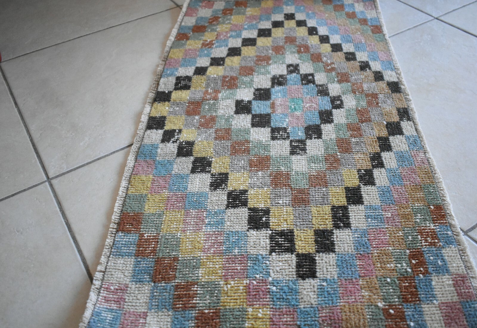 Small Turkish Runner 2.7x1.4 ft Vintage Oushak Rug Anatolian Rug Faded Rug Y03