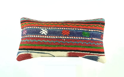 10x20 Kilim Lumbar Pillow Cover Vintage Ethnic Oushak Kilim Pillow Cover 1886