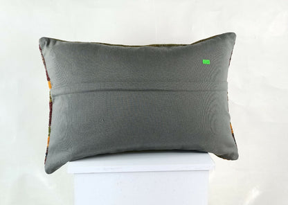 Kilim Pillow Cover 16x24 in Traditional Handmade Anatolian Lumbar Cushion  E1289