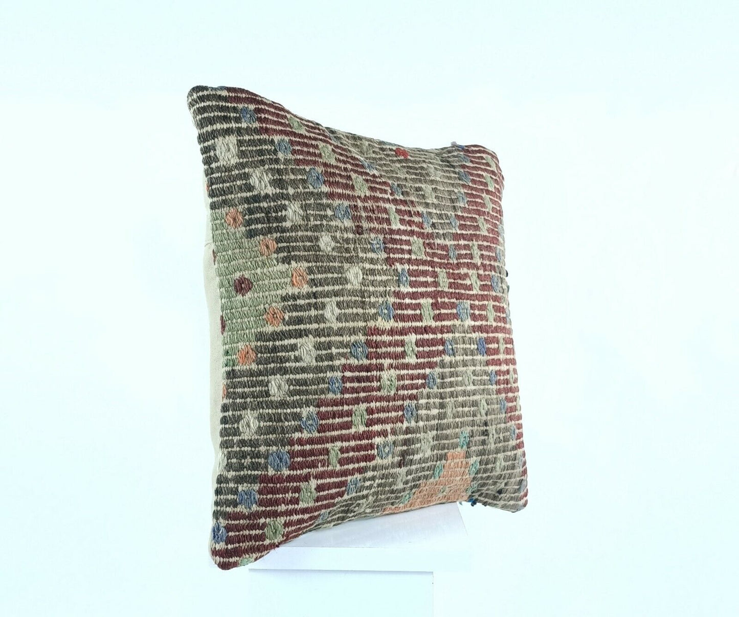 Kilim Pillow Cover 16x16 Handwoven Oushak Rug Ethnic Cushion Floor Lumbar A436