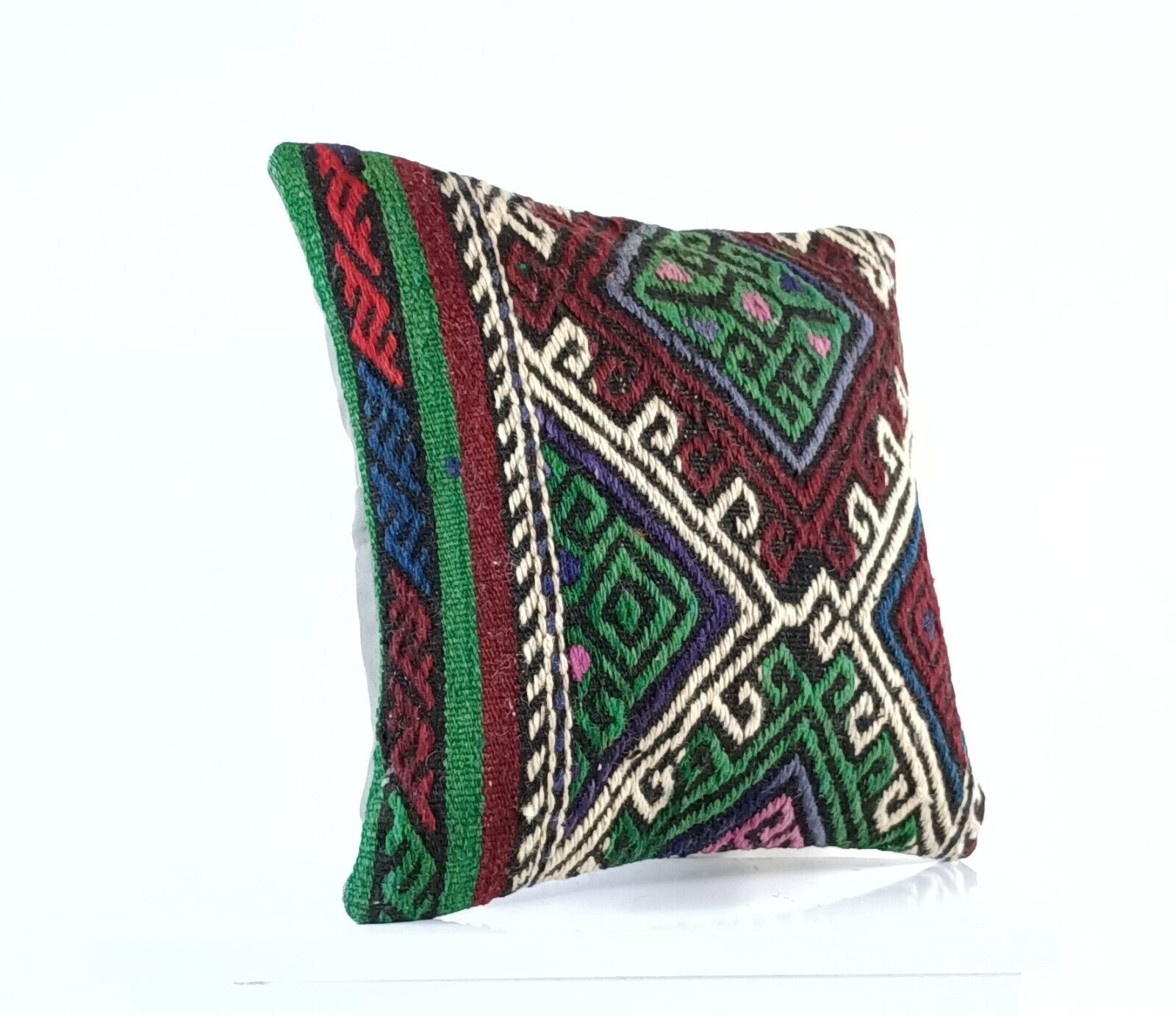 14"x14" Kilim Pillow Cover Handmade Turkish Tribal Ethnic Boho Rug Cushion E1301