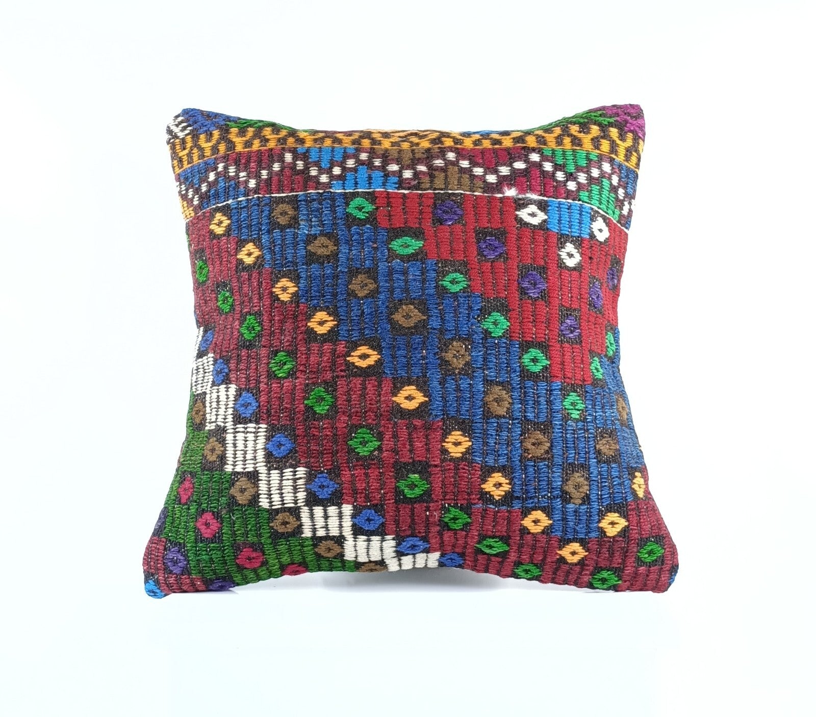 18"x18" Kilim Pillow Cover  Handmade Turkish Vintage Cushion Tribal Lumbar E1383