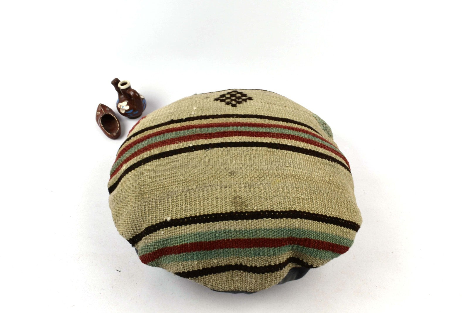 Kilim Round Pillow Cover 18" in Tribal Vintage Turkish Carpet Round Cushion 4945