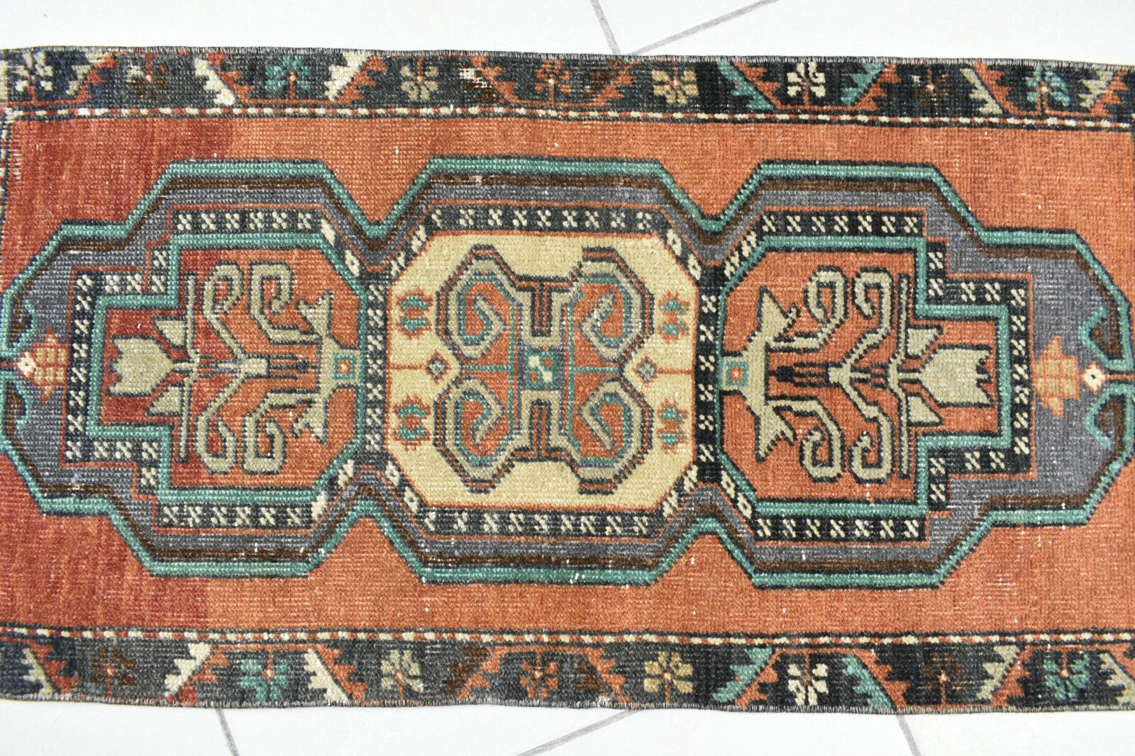 Oushak Runner 2.9x1.4 ft Vintage Turkish Rug Small Runner Anatolian Rug Y56
