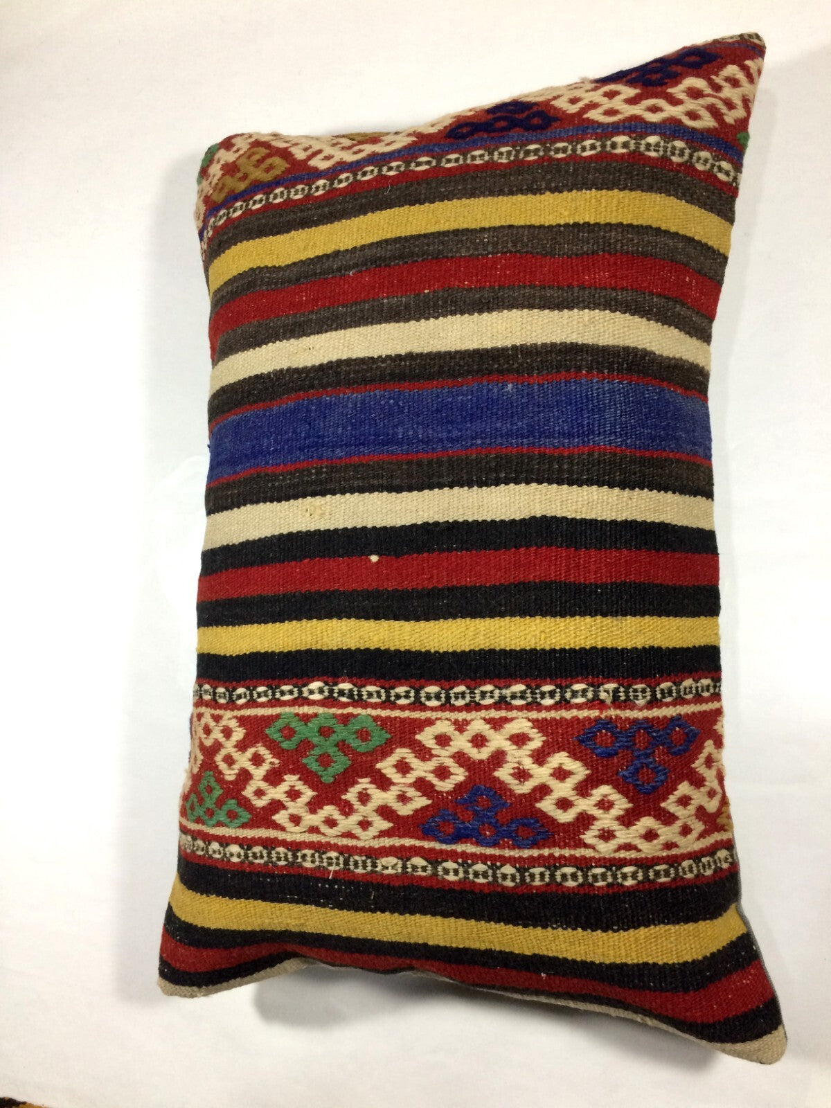 Kilim Pillow Cover 16x24 Tribal Vintage Turkish Carpet Lumbar Pillow Cover 297