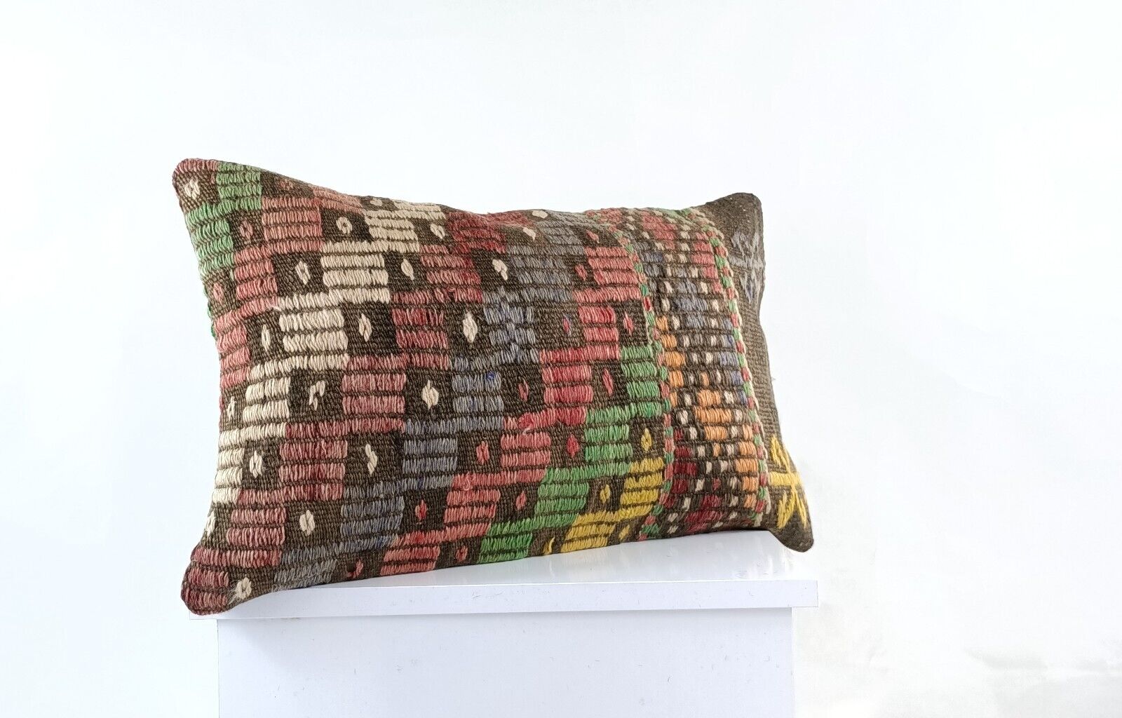 Kilim Pillow Cover 12x20 Turkish Handmade Sofa Couch Floor Lumbar Cushion E1062