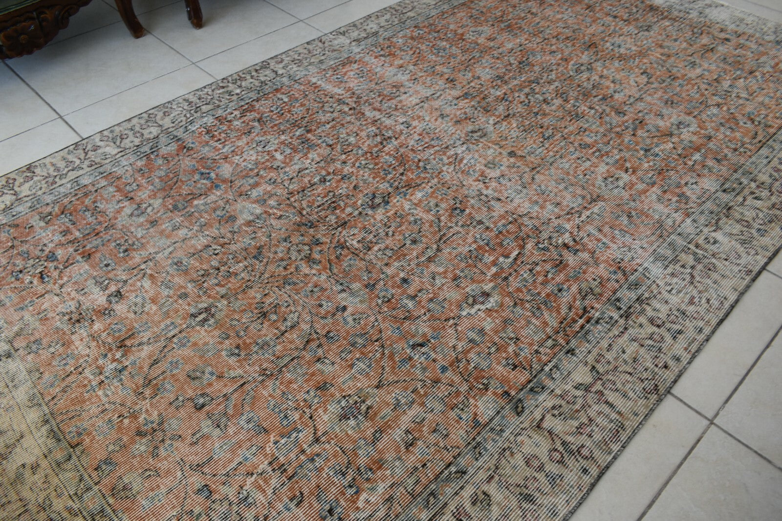 Large Turkish Rug 8.6x4.7 ft Vintage Rug Faded Oushak Rug Living Room Carpet B24