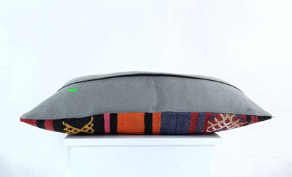 Handmade Turkish Kilim Pillow Cover 12x24 Ethnic Boho Sofa Lumbar Cushion E993